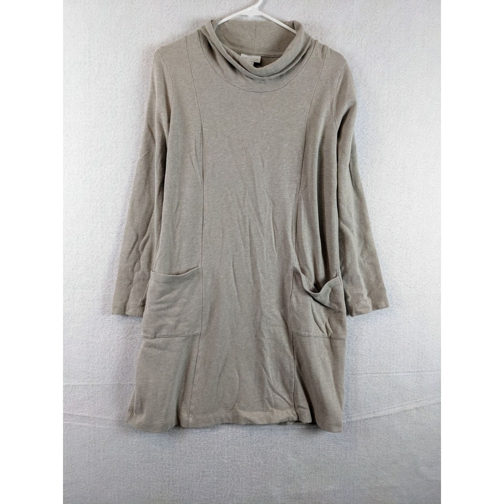 Pure Jill Soft Touch Tunic Dress Pockets Size S Beige Cotton
